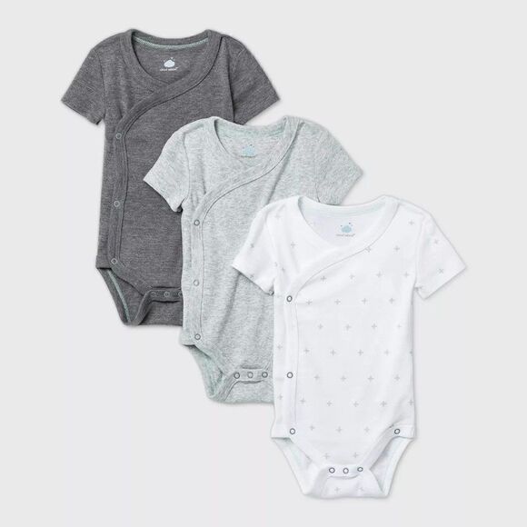 Baby 3pk Short Sleeve Basic Side Snap Bodysuit 6-9M Cloud Island NEW - Picture 1 of 5
